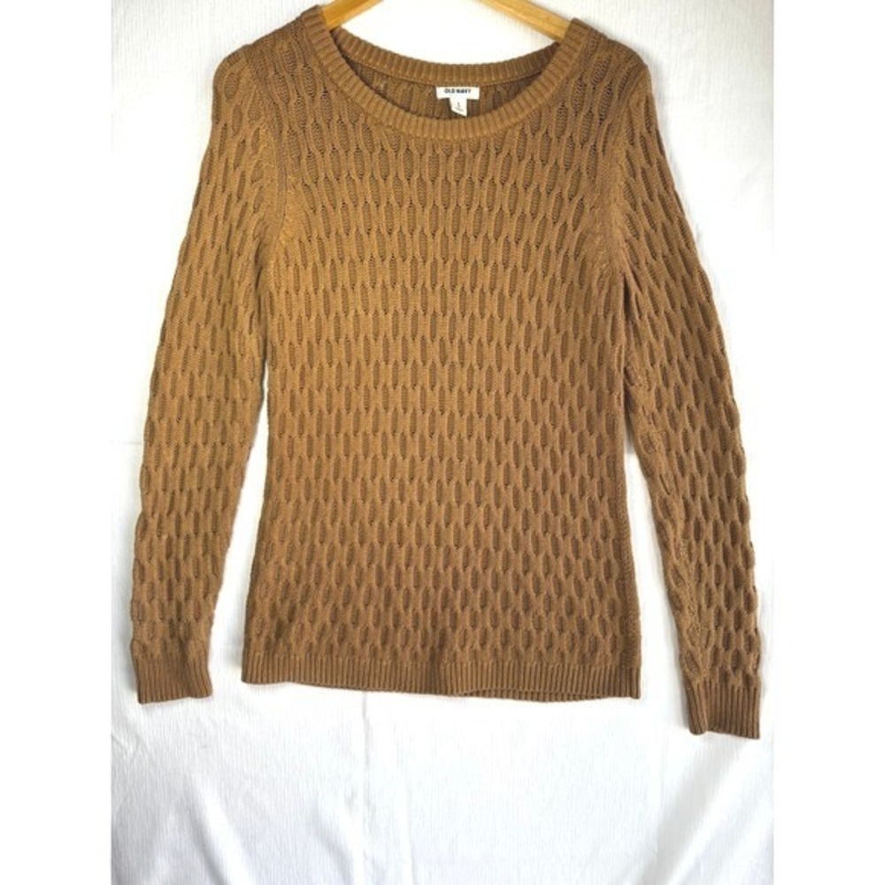 Old Navy Honeycomb Knit Pullover Sweater Creme Caramel Brown Small 920383-02
